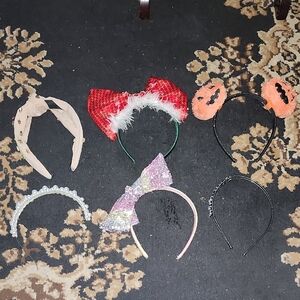 Assorted Decorative Headbands-🎀Pink, 🎄Red/green, 🎃Orange/black, Pearl, Black